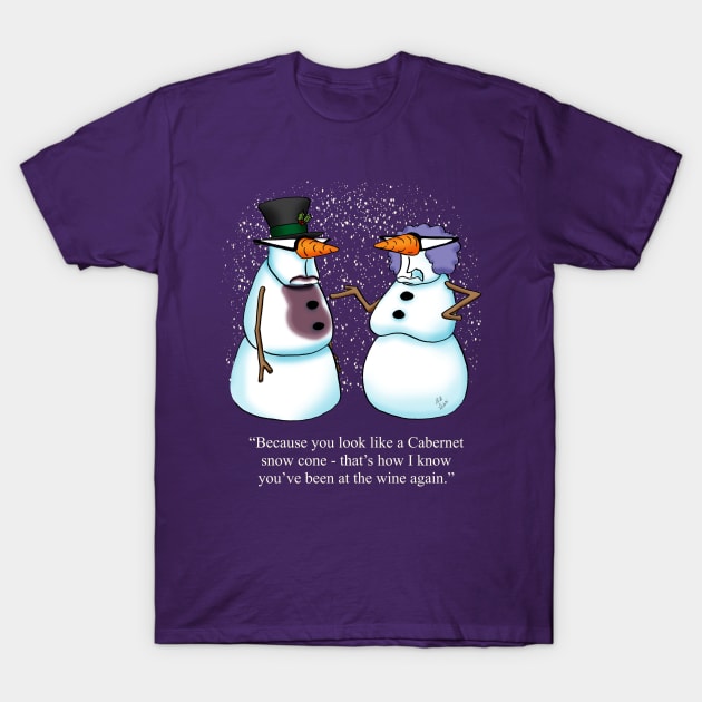 Funny Spectickles Wine Snowman Cartoon Humor T-Shirt by abbottcartoons